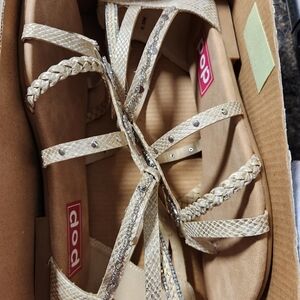 New Pop Gold Braided Strappy Sandals Size 6.5